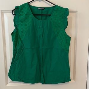 Shein Kelly green eyelet cap sleeve top size L